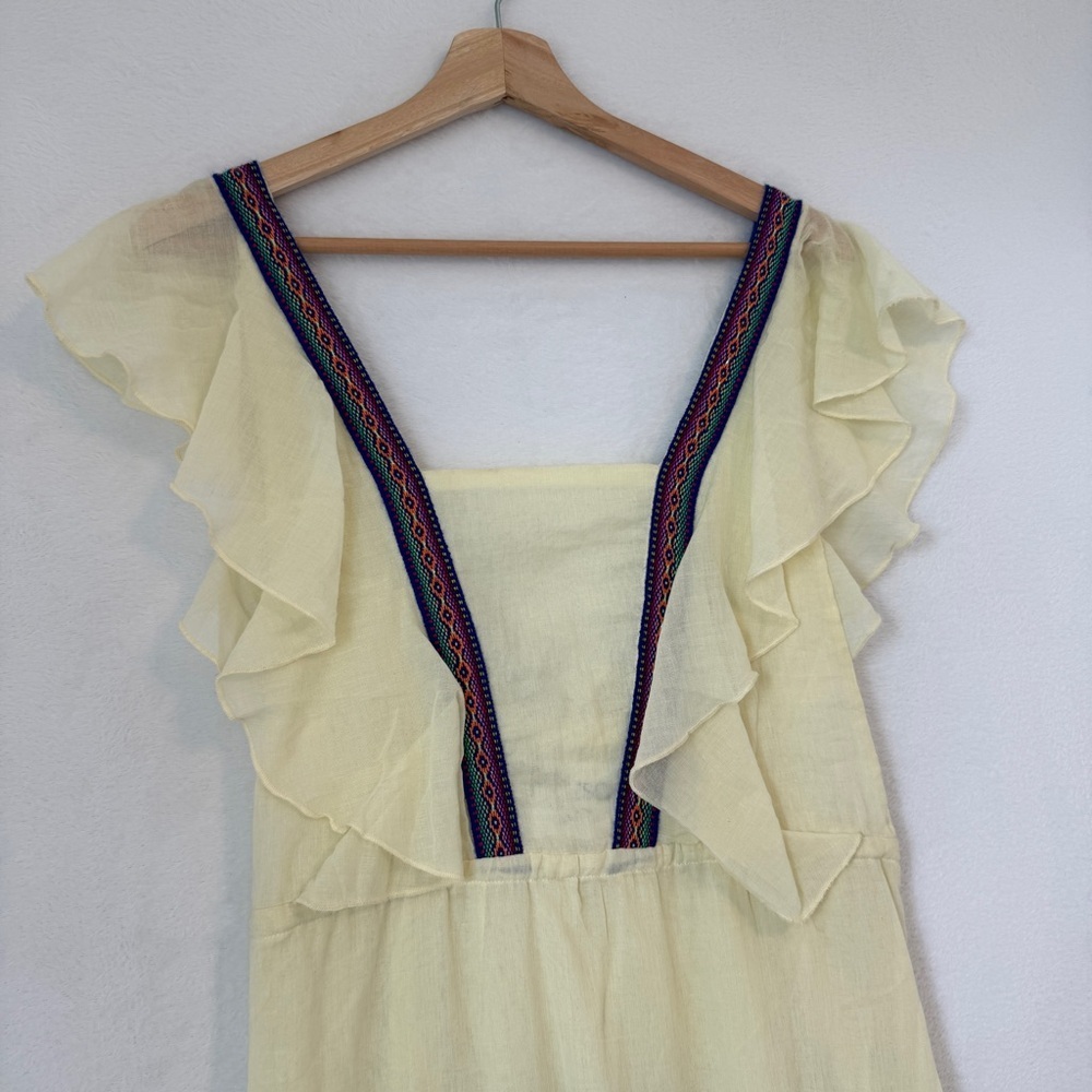 Pitusa womens off white sheer Sorbet eve tiered flowy cotton dress size petite - Picture 3 of 10